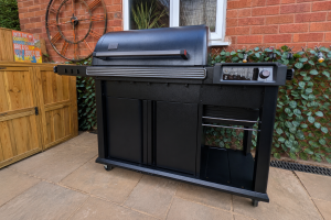 Traeger Woodridge Elite set up on patio